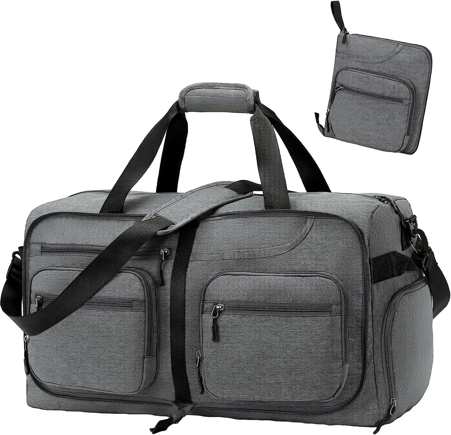 Travel Duffel Bag, 65L Foldable Travel Duffle Bag with Shoes Compartment and wet pocket, Waterproof & Tear Resistant
